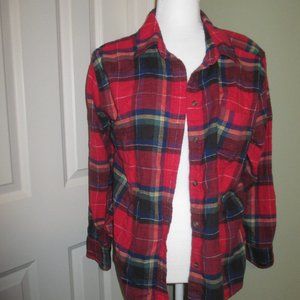American Eagle Boyfriend FIt Red Plaid Flannel Shirt Medium